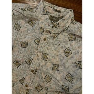 Natural Issue Wrinkle Free Button Down Camp Shirt Mens Large Tall Geometric Trop